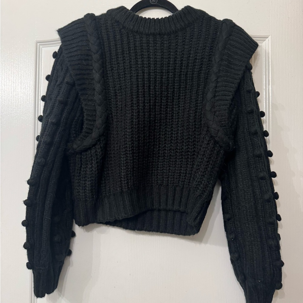 Black Cable Knit Sweater Farm Rio